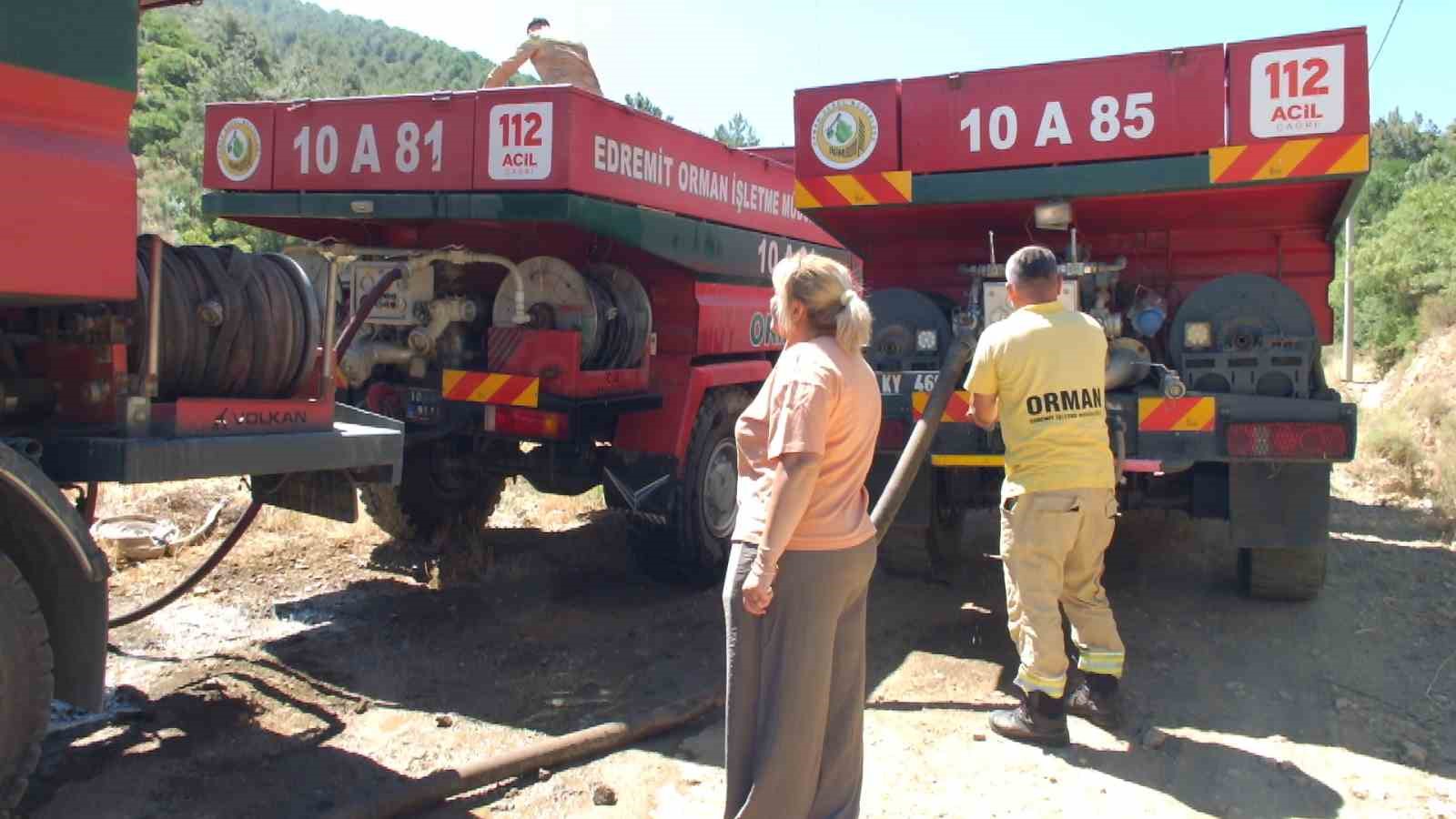Burhaniye’de çıkan orman yangınında yaklaşık 10 dekar alan zarar gördü