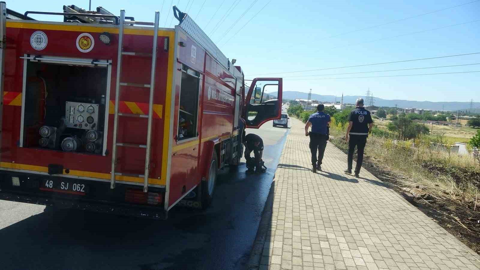 Menteşe’de yol kenarına atılan sigara izmariti yangın çıkardı