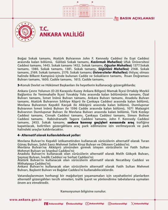 Başkentte NATO Zirvesi hareketliliği: Yol kapatmaları ve alternatif güzergahlar açıklandı