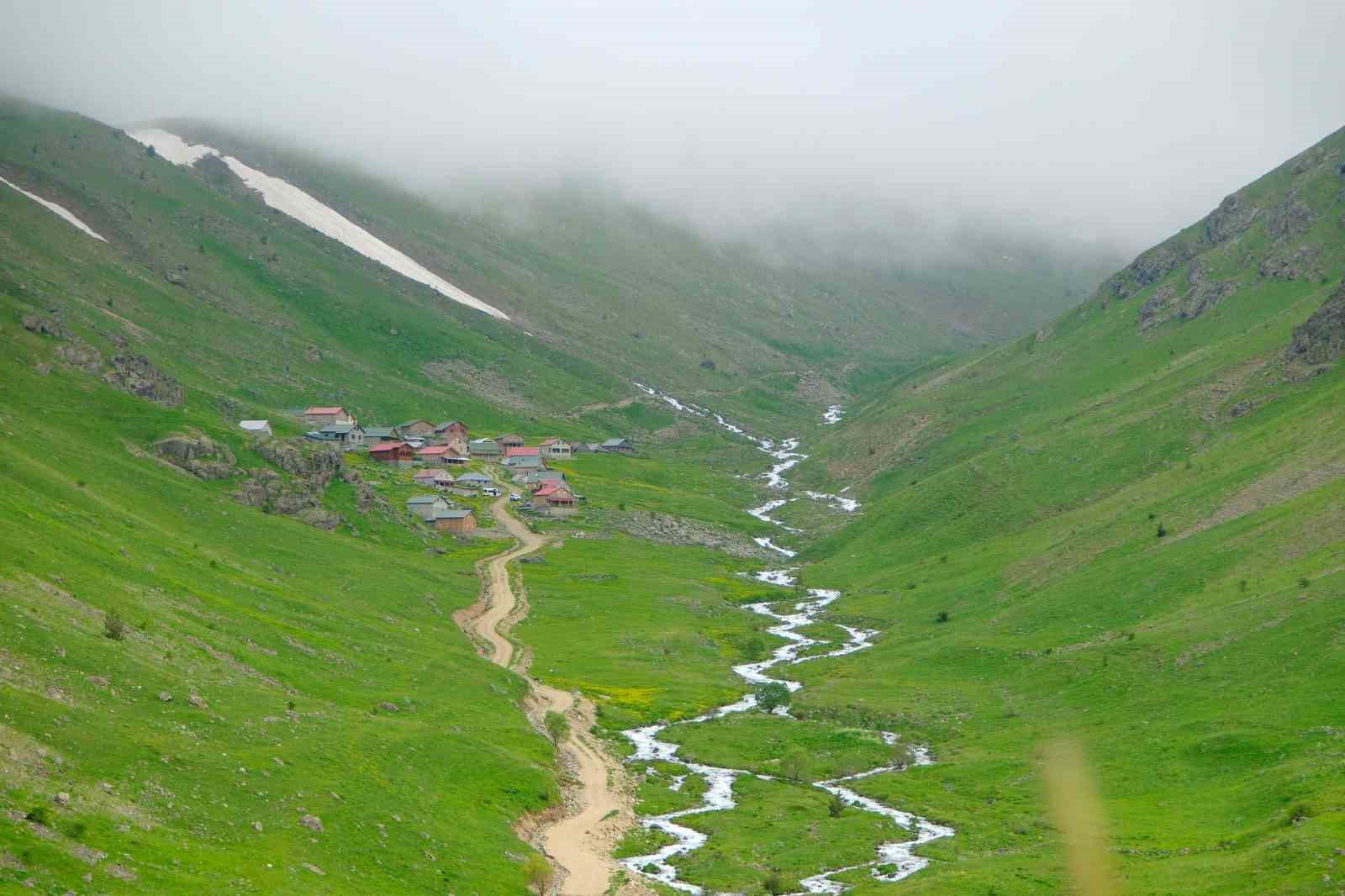 Alpleri andıran manzarasıyla Dulağa Yaylası baharın renklerine büründü