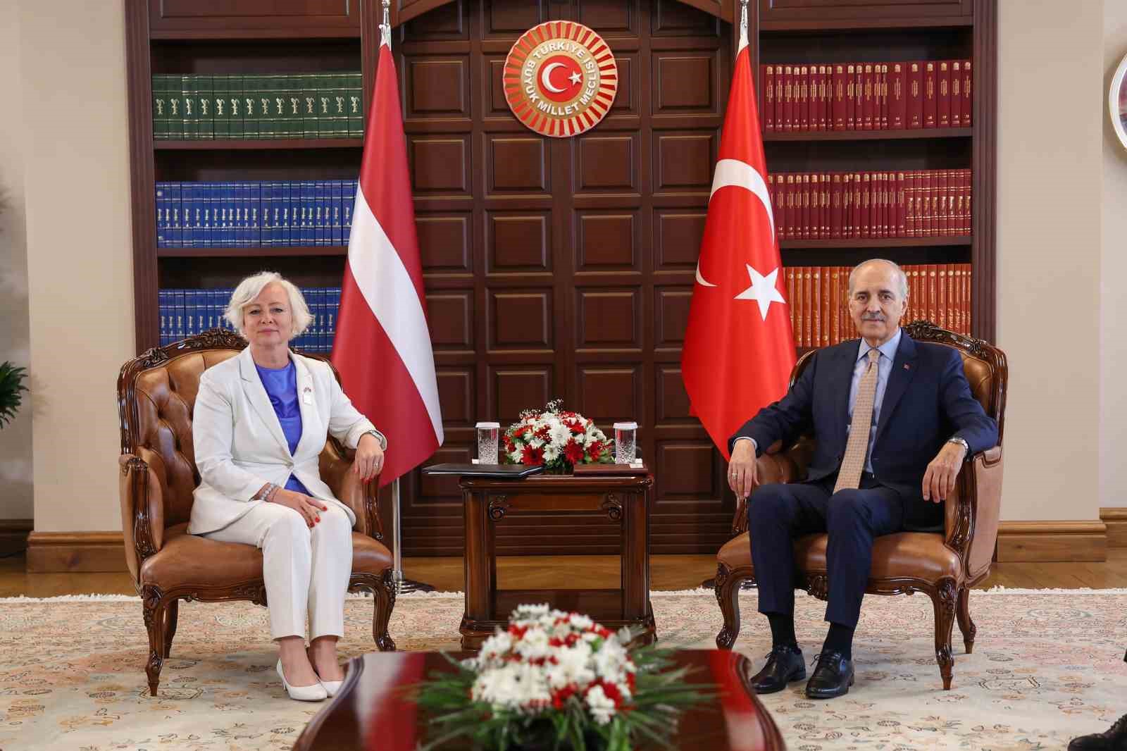 TBMM Başkanı Kurtulmuş, Letonya Parlamentosu Başkanı Mieria ile görüştü