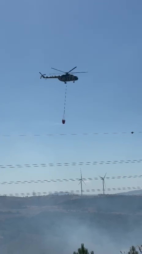 Karacabey’de engebeli arazide yangın