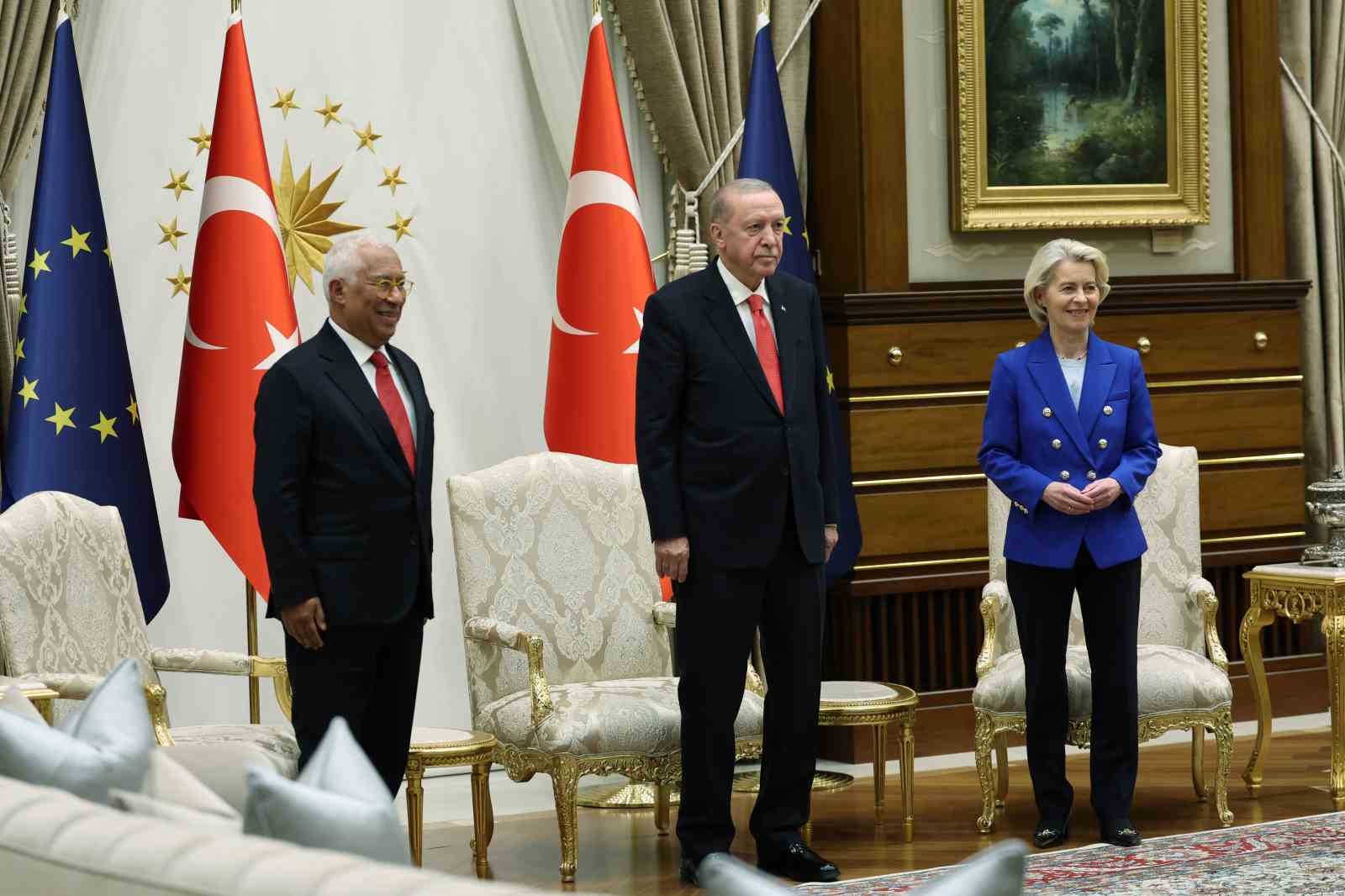 Cumhurbaşkanı Erdoğan, AB Komisyonu Başkanı Leyen ve AB Konseyi Başkanı Costa’yı kabul etti