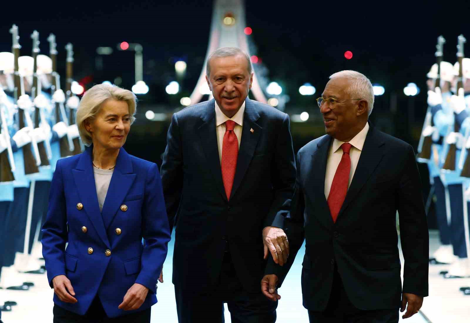 Cumhurbaşkanı Erdoğan, AB Komisyonu Başkanı Leyen ve AB Konseyi Başkanı Costa’yı kabul etti