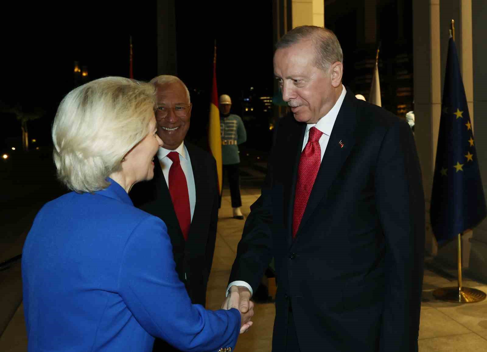 Cumhurbaşkanı Erdoğan, AB Komisyonu Başkanı Leyen ve AB Konseyi Başkanı Costa’yı kabul etti