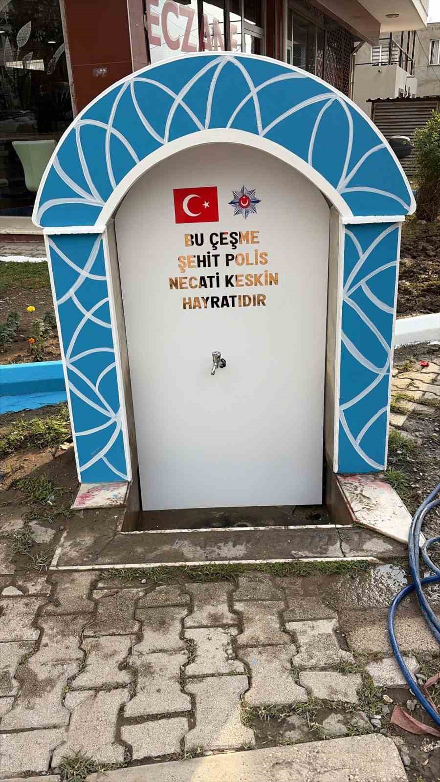 Şehit polisin isminin yaşatıldığı çeşmeyi meslektaşı yeniledi