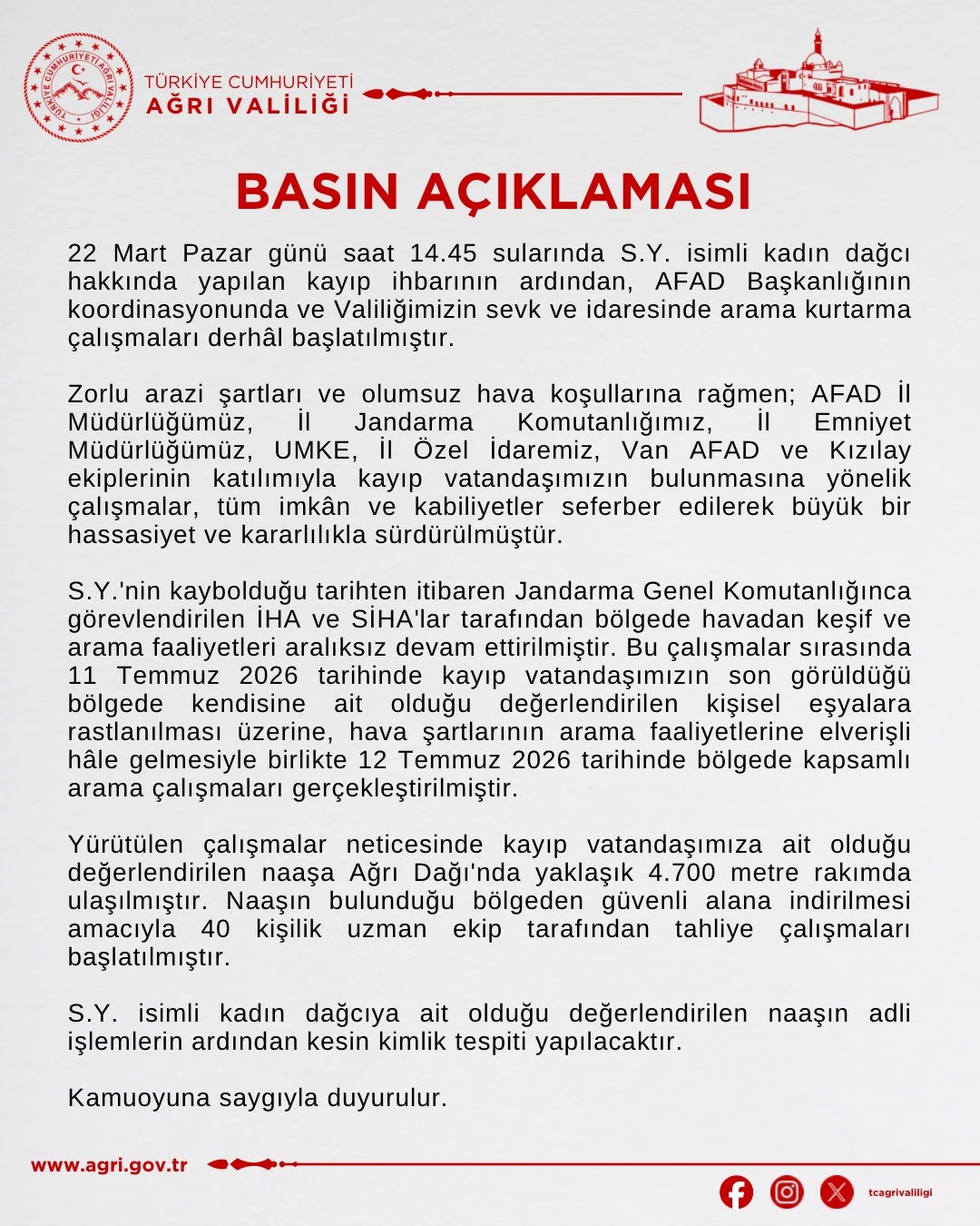 Ağrı Dağı’nda kayıp dağcının cesedi 4 bin 700 metrede bulundu