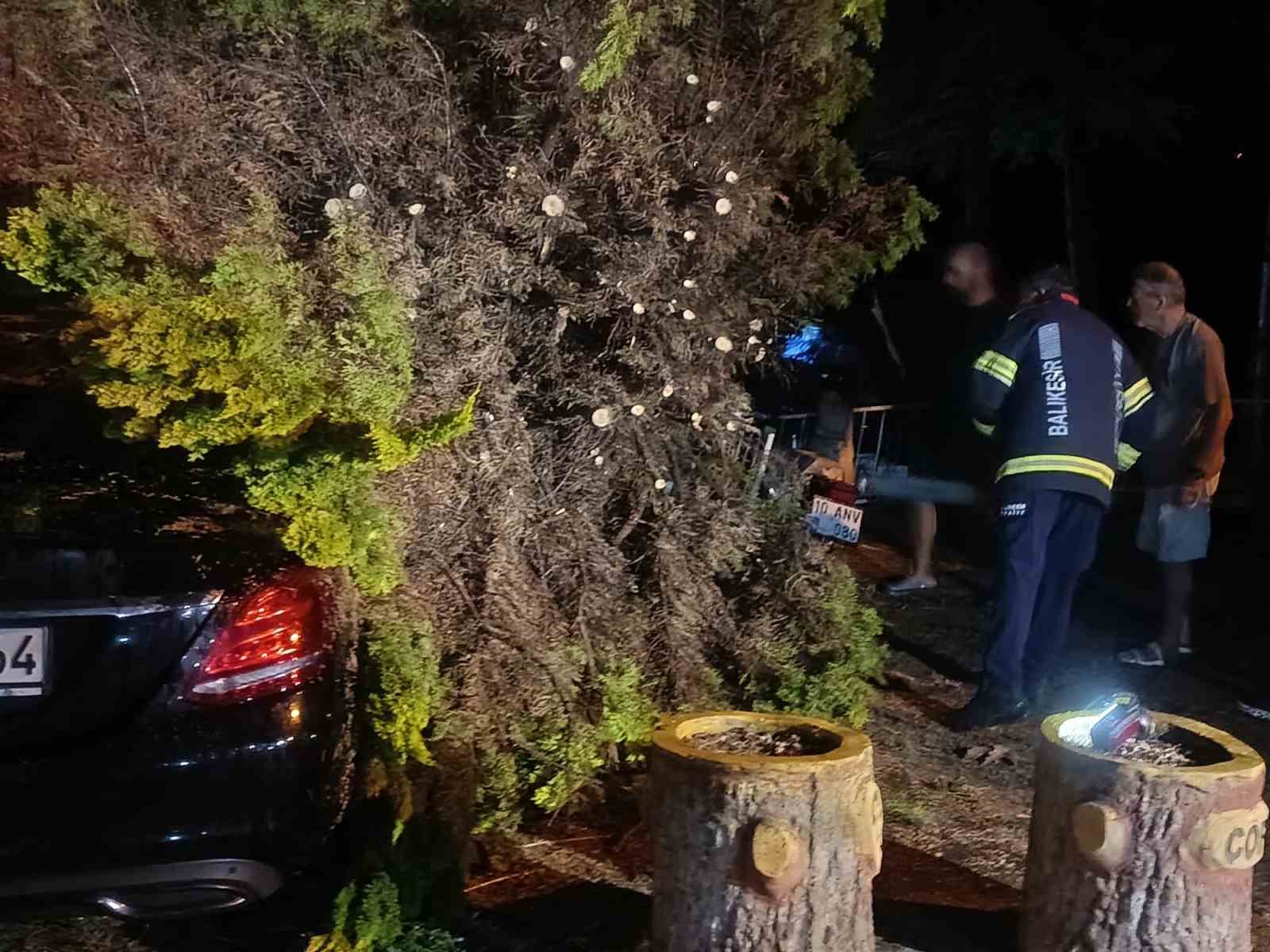 Erdek’te fırtına ve dolu yağışı: Ağaçlar devrildi, çatılar uçtu