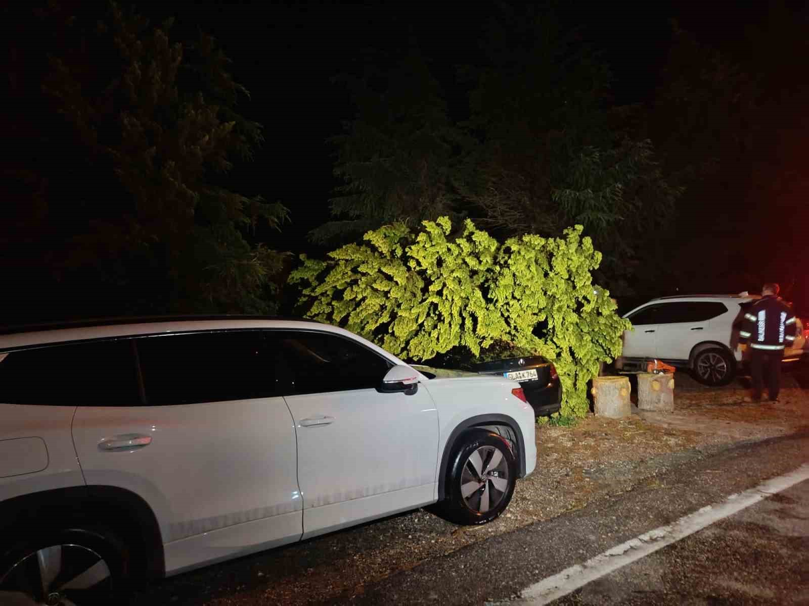 Erdek’te fırtına ve dolu yağışı: Ağaçlar devrildi, çatılar uçtu