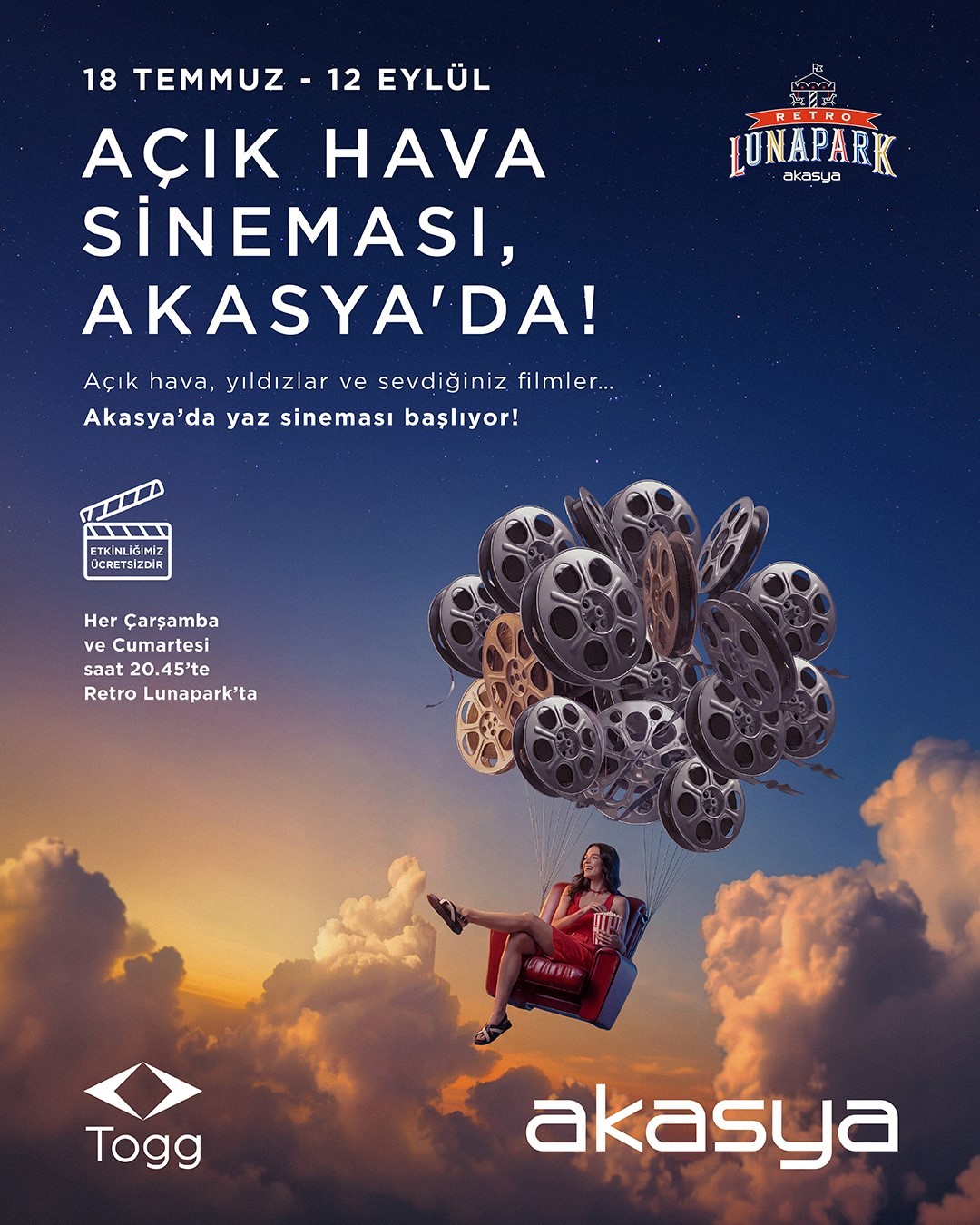 Akasya’dan yıldızların altında sinema keyfi
