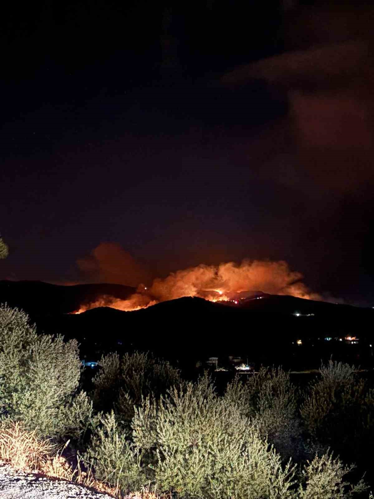 Milas’ta alevler geceyi aydınlattı