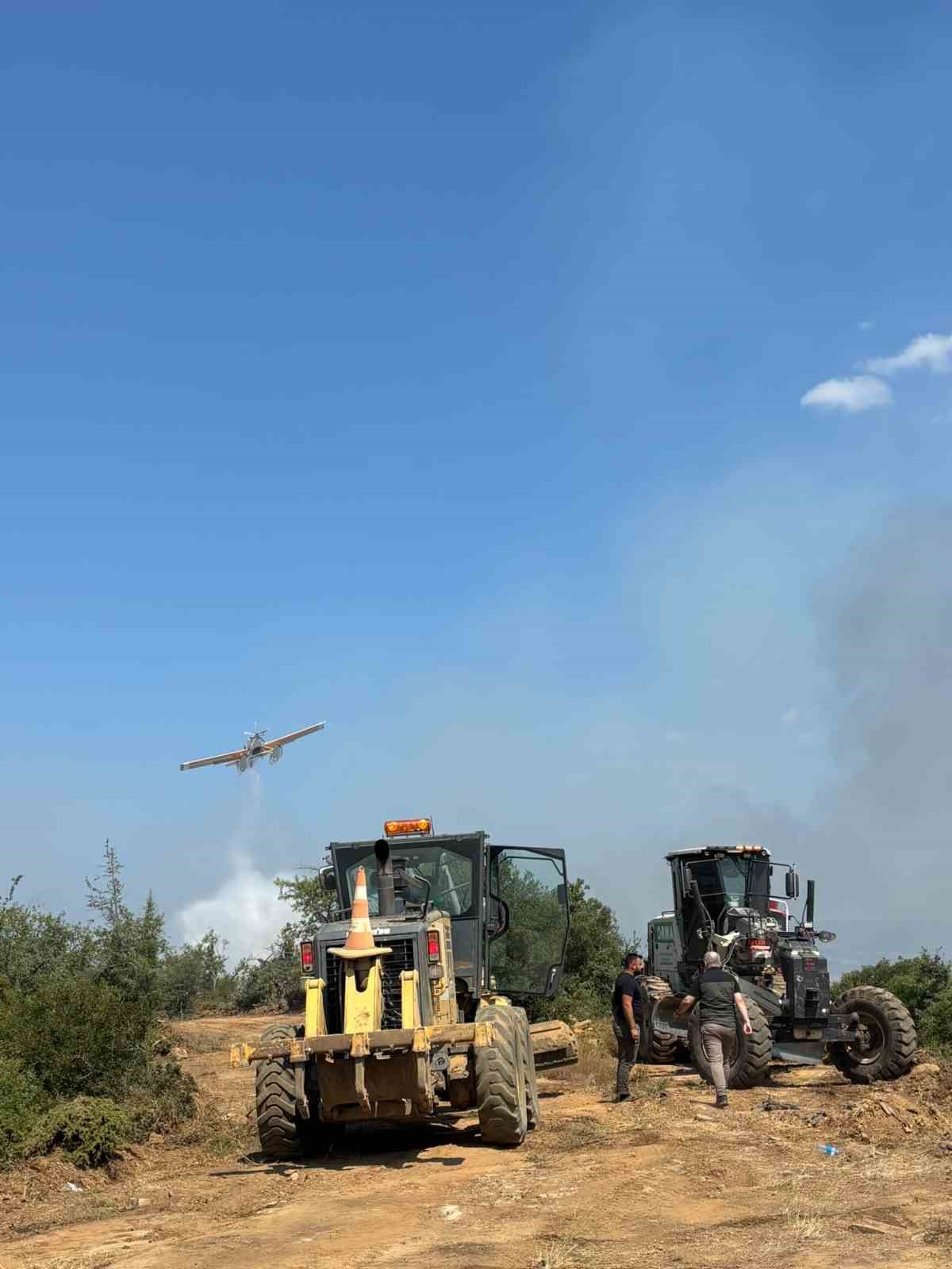 Anızdan ormana sıçrayan yangın dron ile görüntülendi
