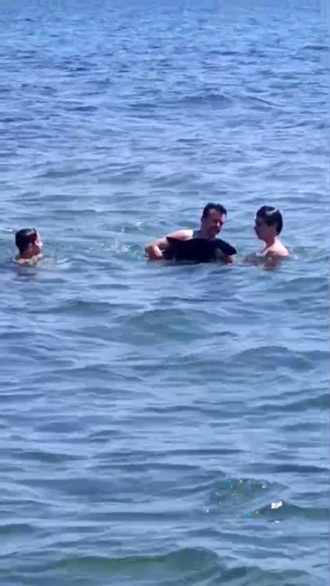 Şarköy’de denize girenlerin arasına yavru yunus daldı: Eğlenceli anlar kamerada