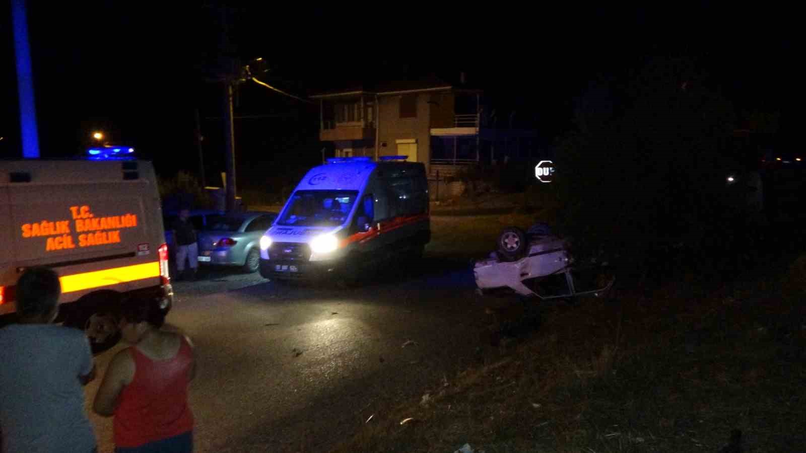 Pehlivanın kullandığı otomobil takla attı: 4 yaralı