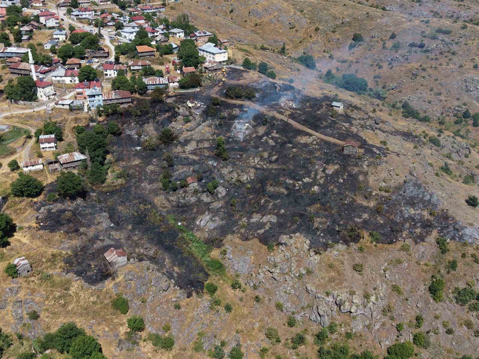 Ordu’da tarım arazisinde çıkan yangında 5 samanlık yandı