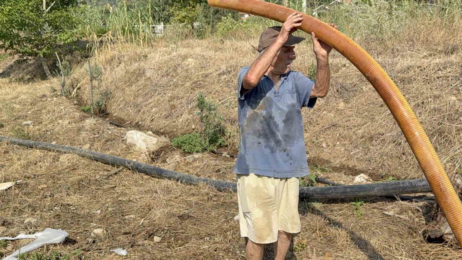 Zeytinlikleri kül oldu, gözyaşını içine akıtıp yangına su taşıdı
