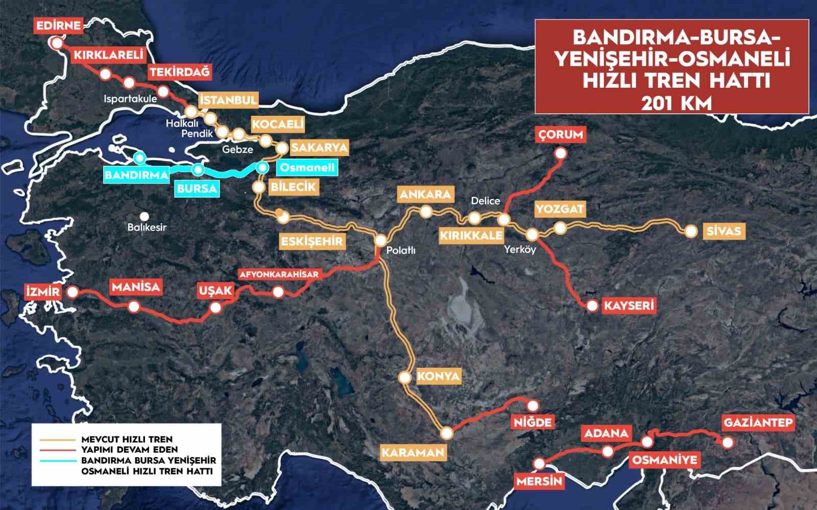Osmaneli-Bursa hızlı tren hattında test süreci başlıyor