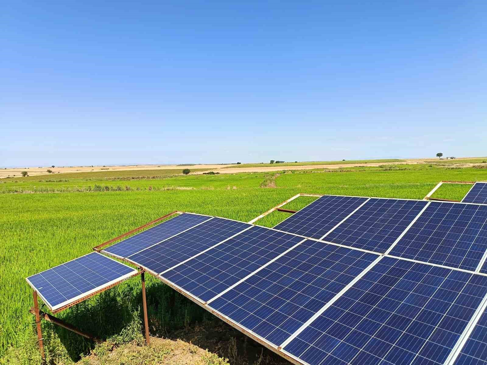 Edirne’de üreticiler tarlasını dronla ilaçlıyor, güneş enerjisiyle suluyor