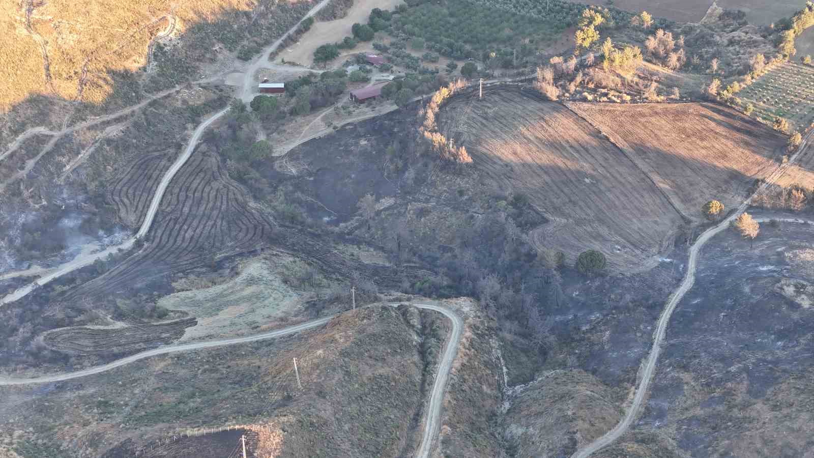 Çanakkale’deki yangında yanan alanlar dron ile görüntülendi