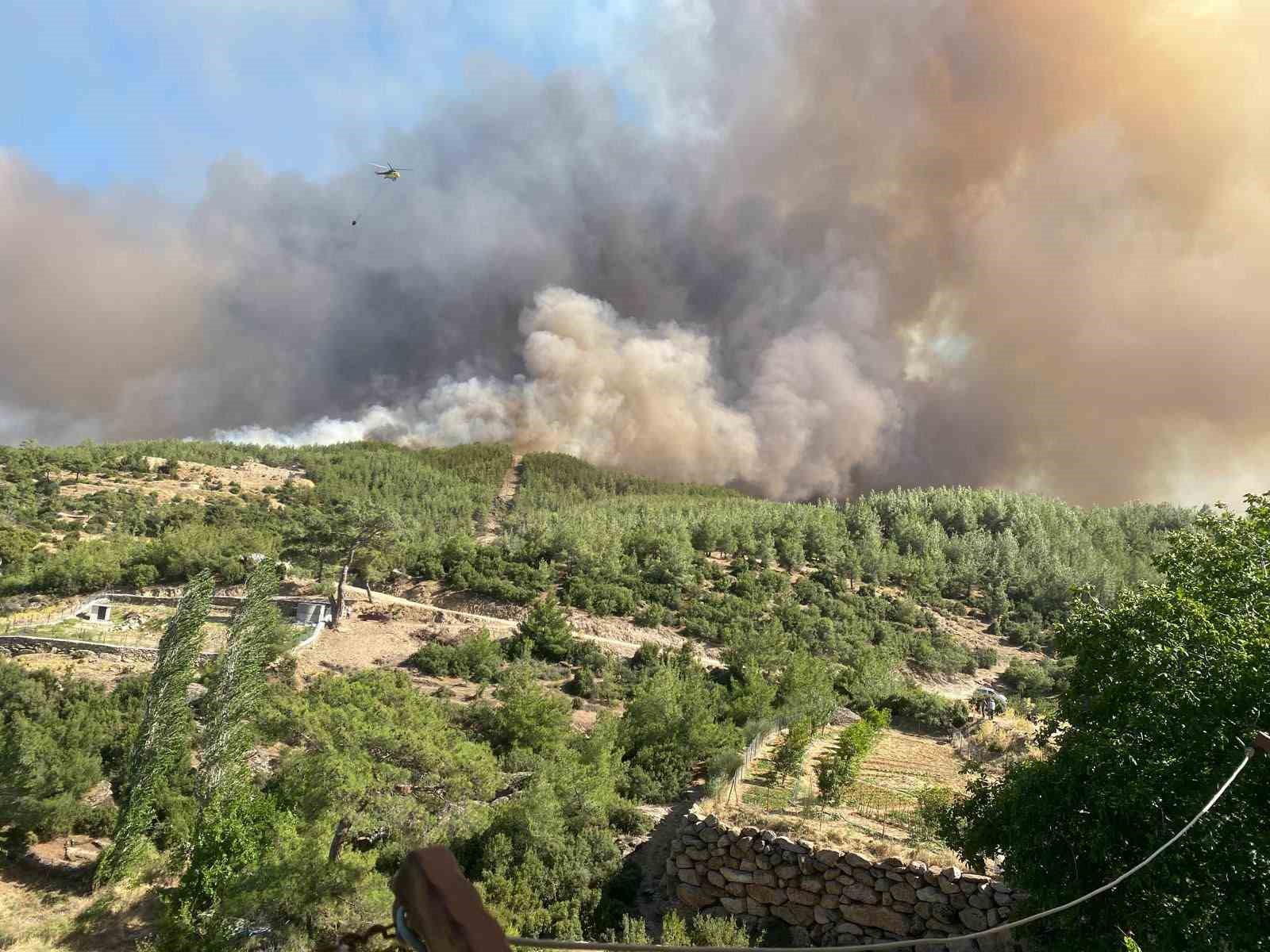 Çine orman yangınına 4 helikopter 2 uçak havadan müdahale ediyor