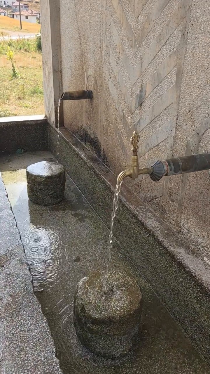 Bolu’da duyarlı vatandaş, hayvanların su içtiği yosunlu çeşmeyi temizledi