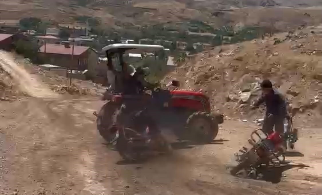 Traktörü üzerlerine sürdüğü kavganın kamera görüntüleri ortaya çıktı
