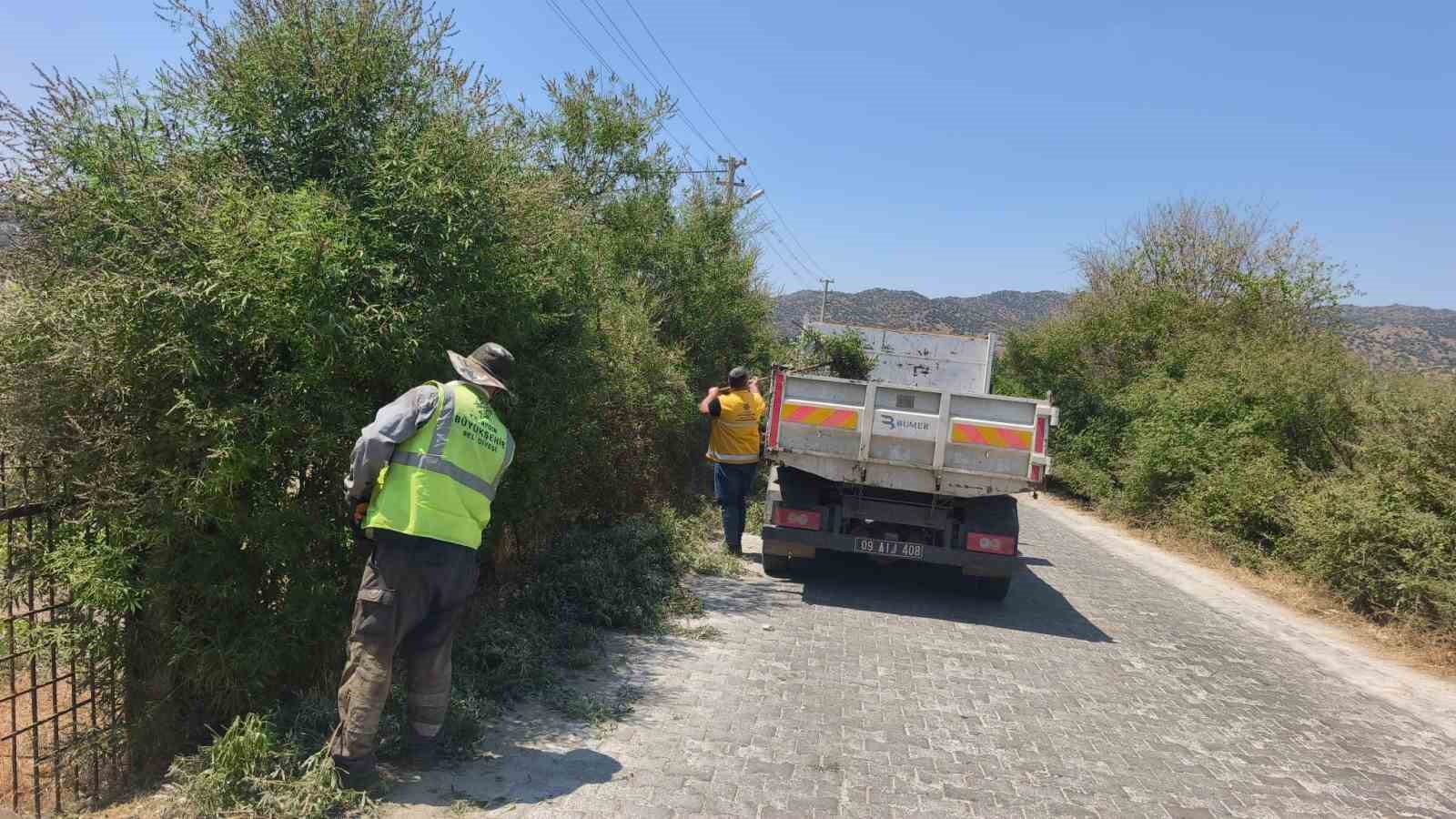 Aydın Büyükşehir’den Karpuzlu’daki yeşil alanlarda bakım ve düzenleme çalışması