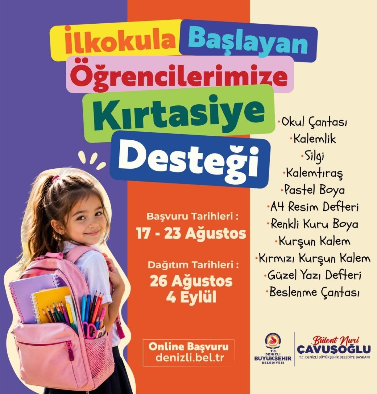Denizli Büyükşehir’den miniklere "Okula Merhaba" desteği