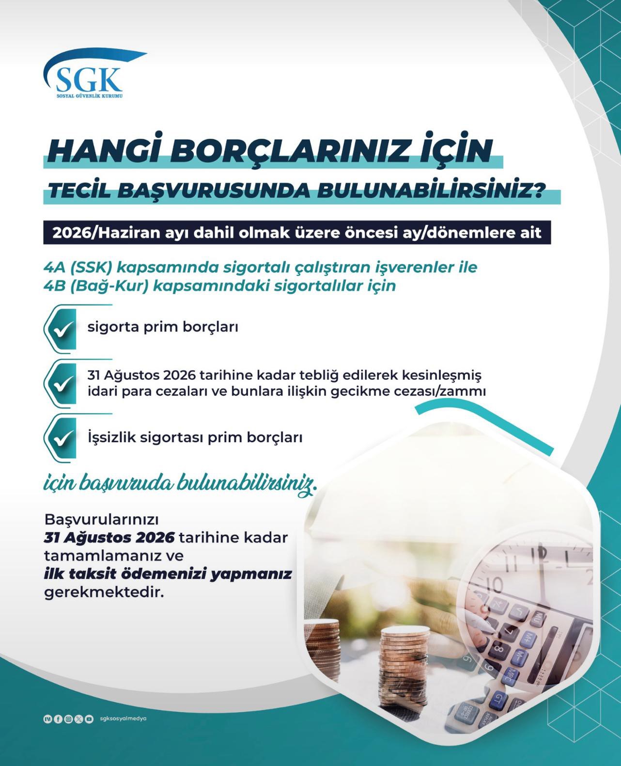 SGK tecillerinde 31 Ağustos 2026’ya kadar geçerli kolaylıklar