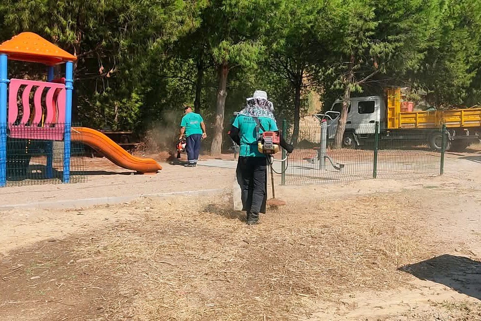 Efeler’de yeşil alanların bakımı sürüyor