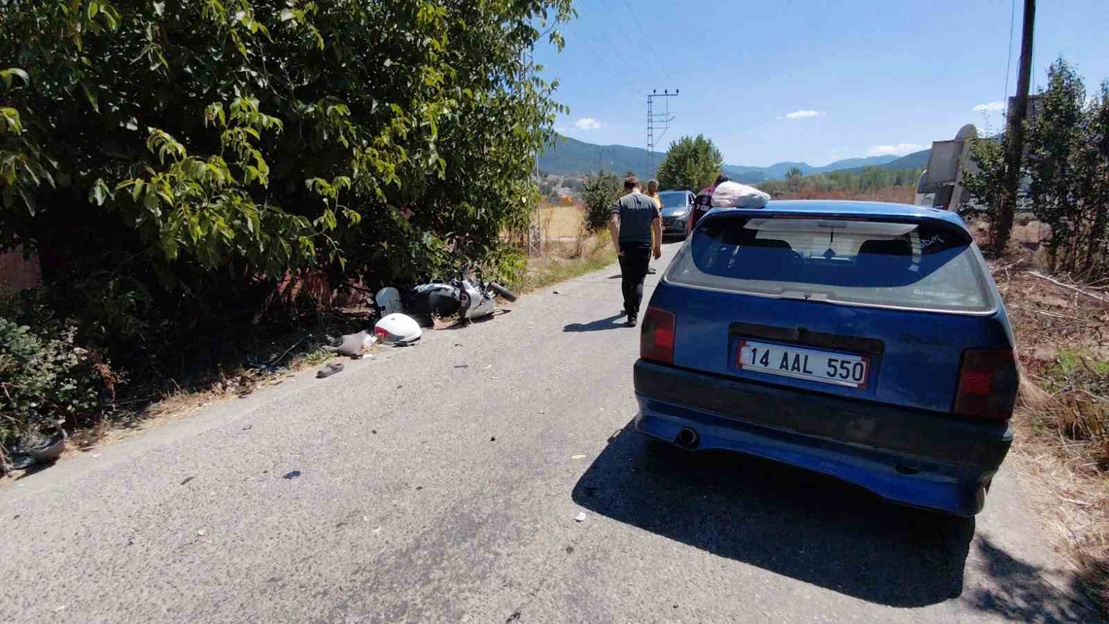 Bolu’da otomobille çarpışan motosikletin sürücüsü yaralandı