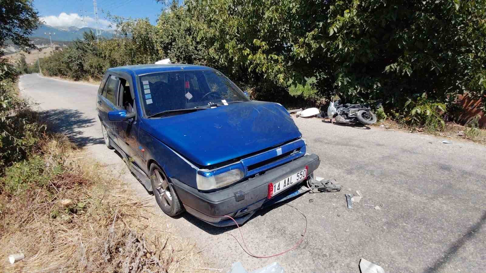 Bolu’da otomobille çarpışan motosikletin sürücüsü yaralandı