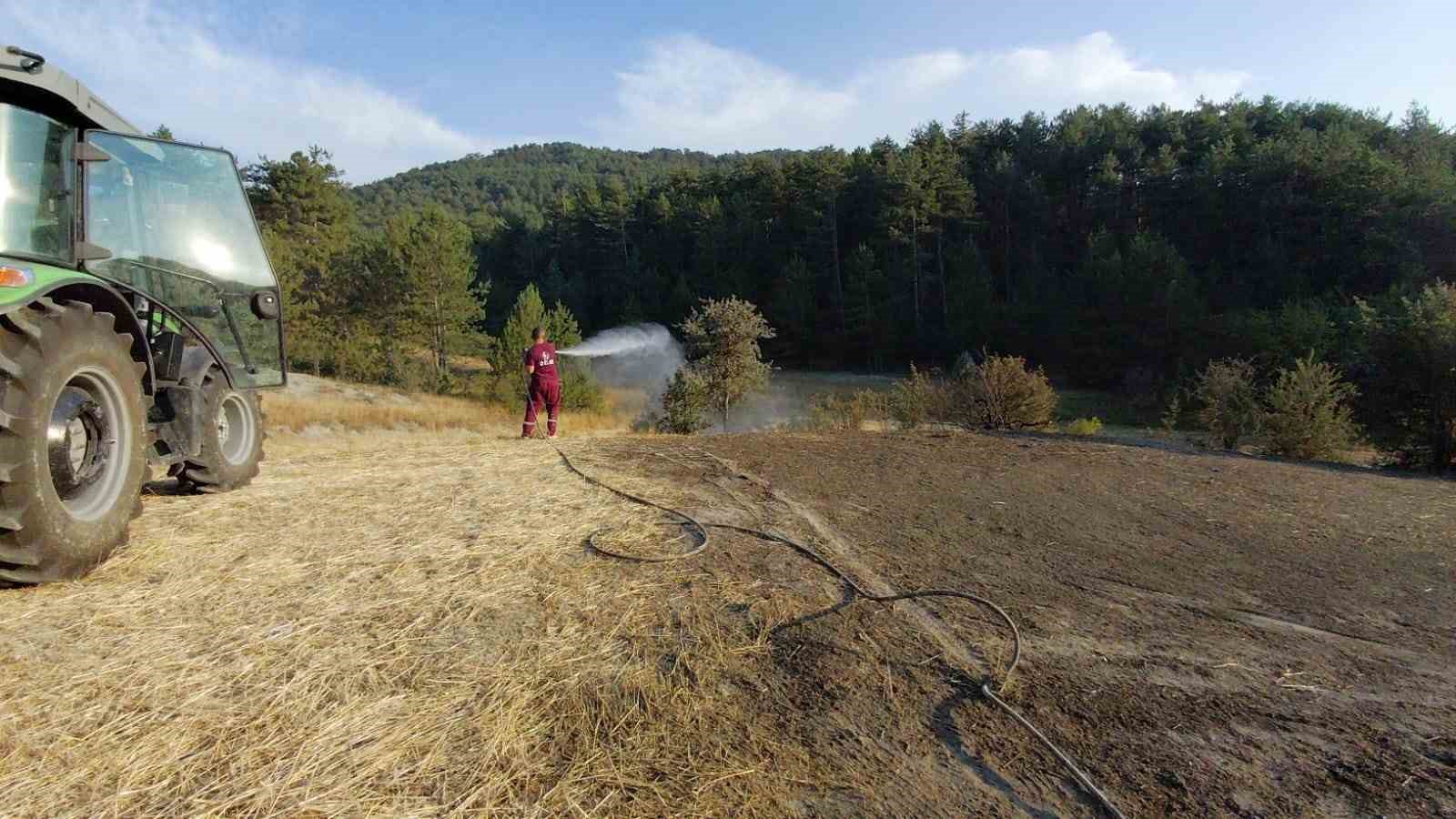 Bolu’da orman kenarında anız yangını: Köylülerin su tankerli müdahalesi faciayı önledi