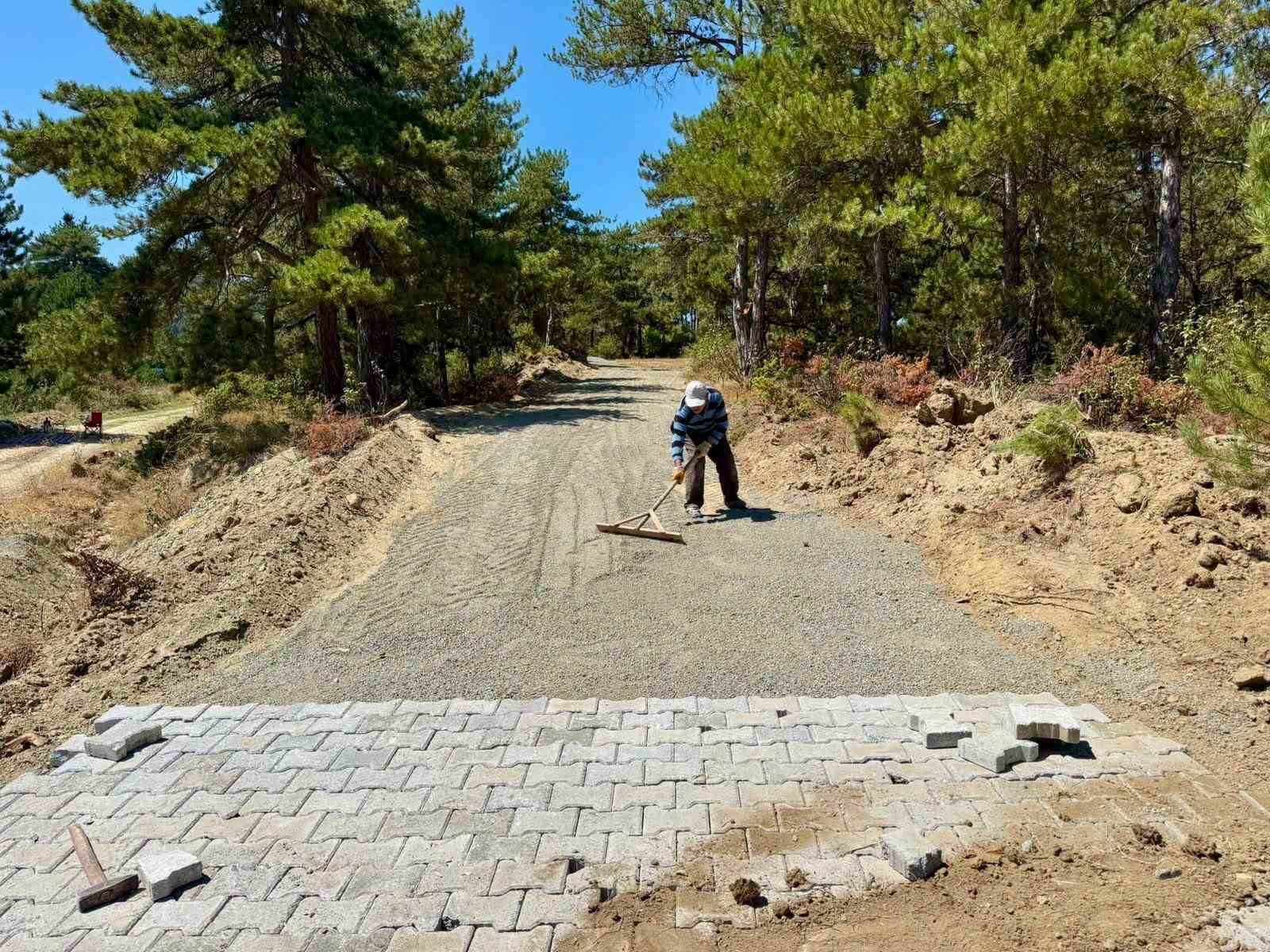 Hisarcık Çatak ve Hocalar köylerinde parke taşı çalışmaları yerinde incelendi