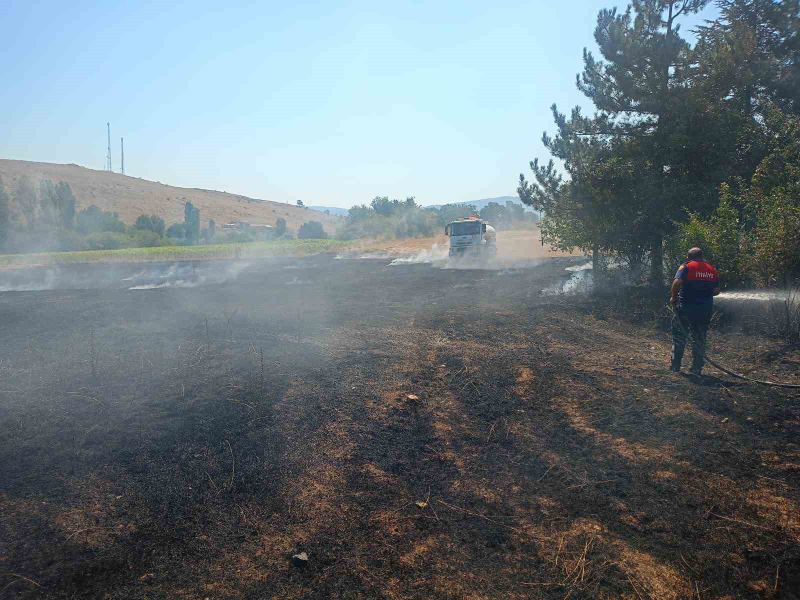 Anız yangını makilik alana sırçadan söndürüldü
