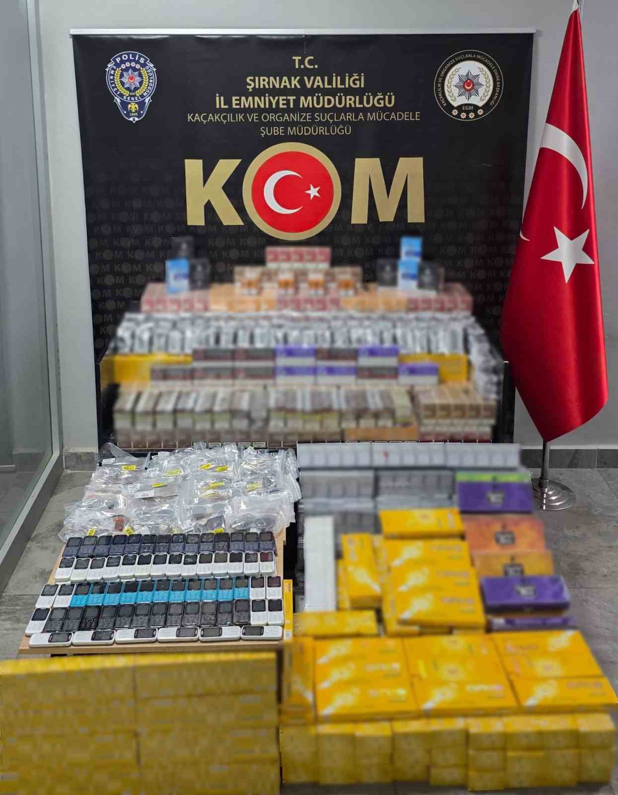 Şırnak’ta 8 buçuk milyon lira değerinde kaçak malzeme ele geçirildi