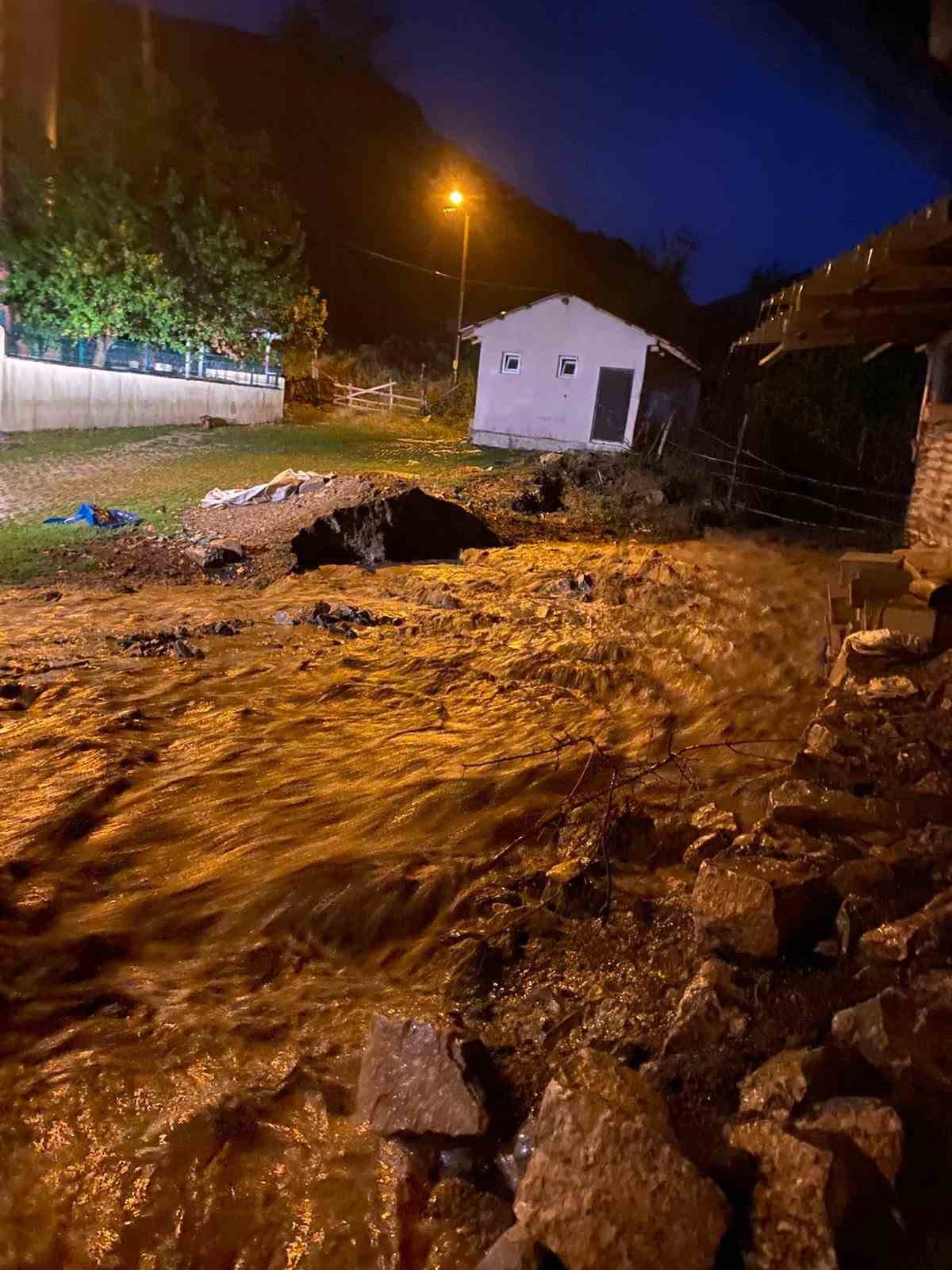 Erzincan’da sağanak yağış Saraycık köyünde taşkına neden oldu