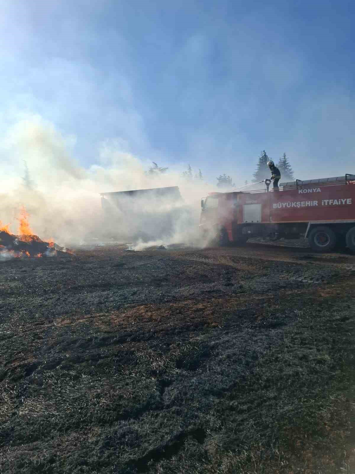 Beyşehir ve Hüyük’te çıkan anız yangınları paniğe neden oldu