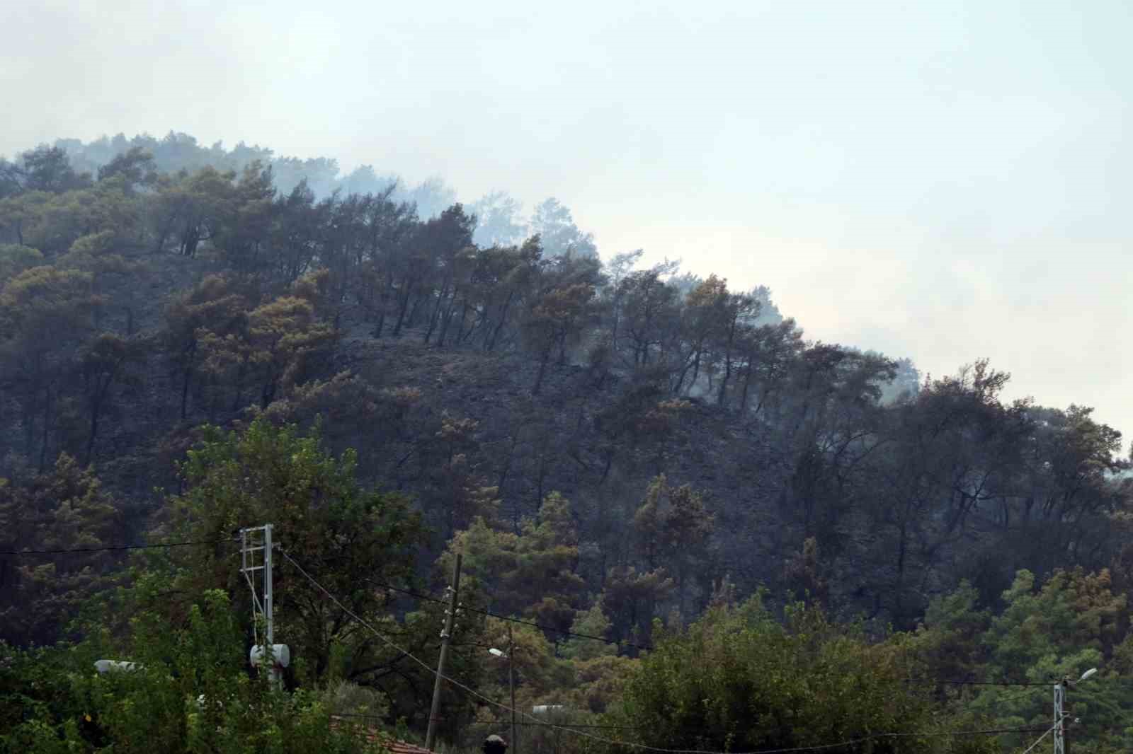 Kumluca’daki orman yangınında 10 ev zarar gördü, karadan müdahale devam ediyor