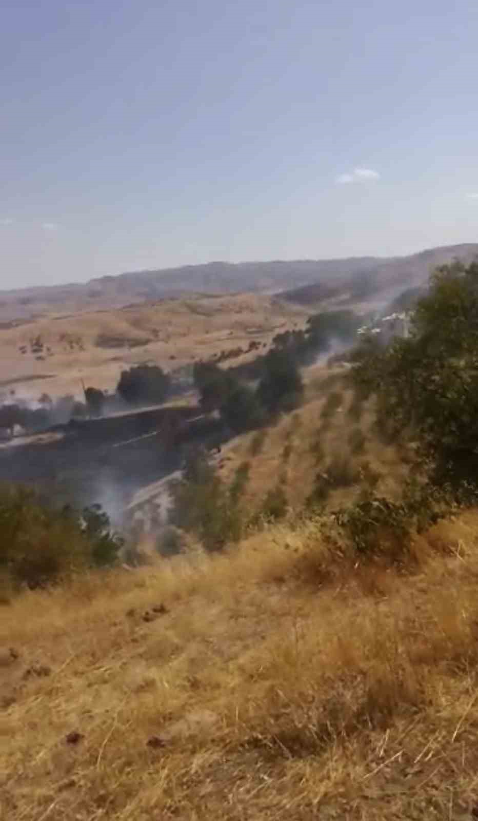 Çüngüş’te çıkan yangın üzüm bağlarına zarar verdi