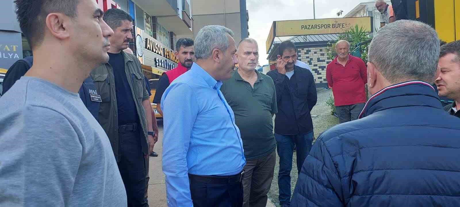 Rize’de sağanak yağışın vurduğu Pazar’da hasar tespit çalışmaları sürüyor