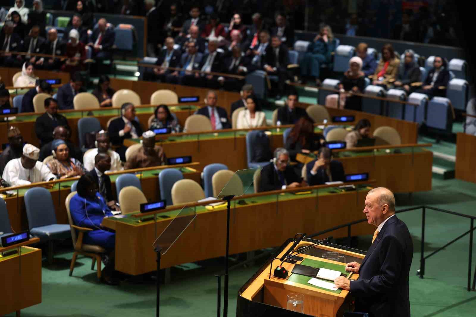 Cumhurbaşkanı Erdoğan: "Bizler, tıpkı geçen yıl olduğu gibi özgür ve egemen Filistin Devleti’nin sesi olacak, Filistin halkının mücadelesini bu kürsüden dünyaya duyurmaya devam edeceğiz"