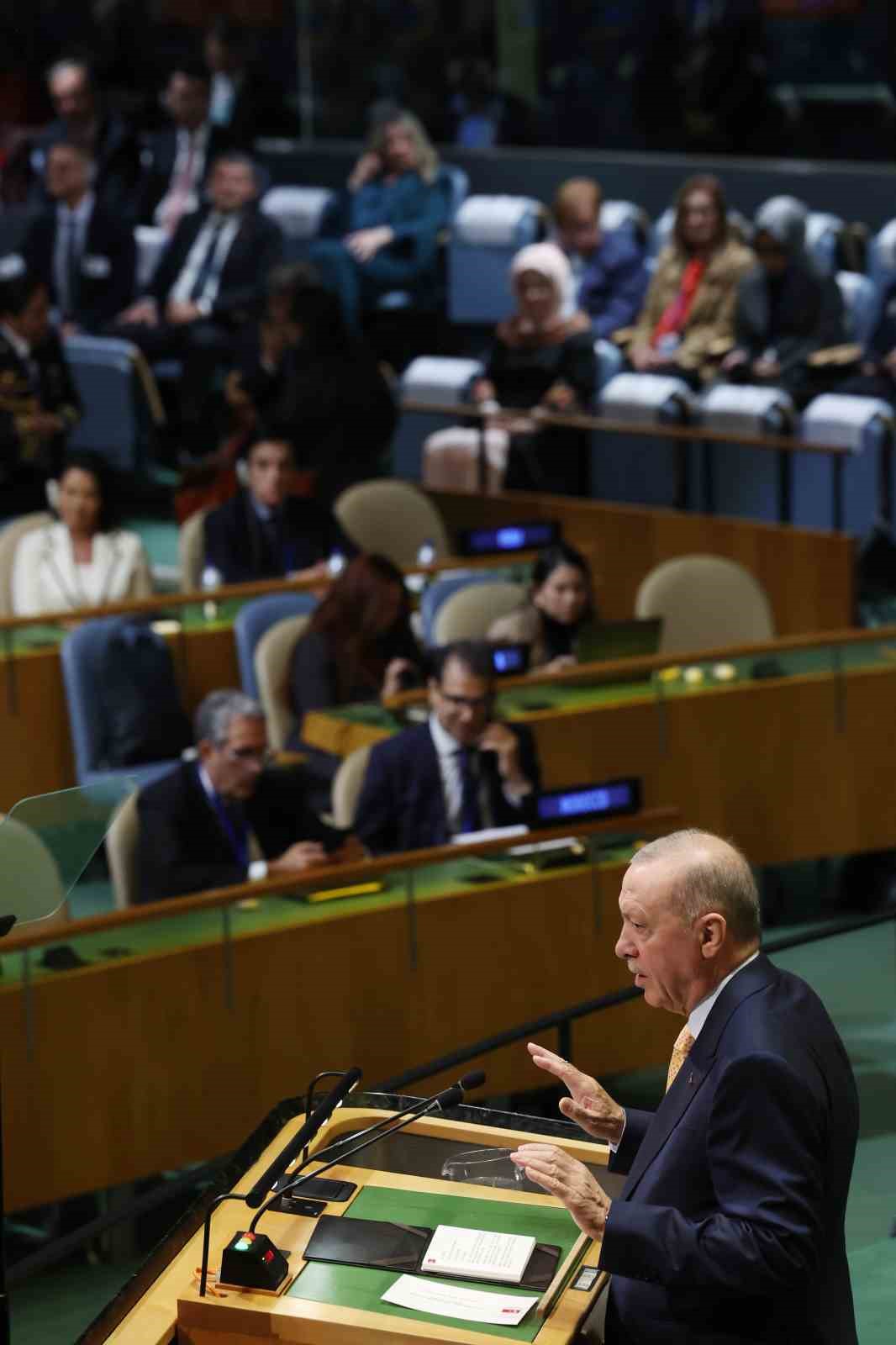 Cumhurbaşkanı Erdoğan: "Bizler, tıpkı geçen yıl olduğu gibi özgür ve egemen Filistin Devleti’nin sesi olacak, Filistin halkının mücadelesini bu kürsüden dünyaya duyurmaya devam edeceğiz"