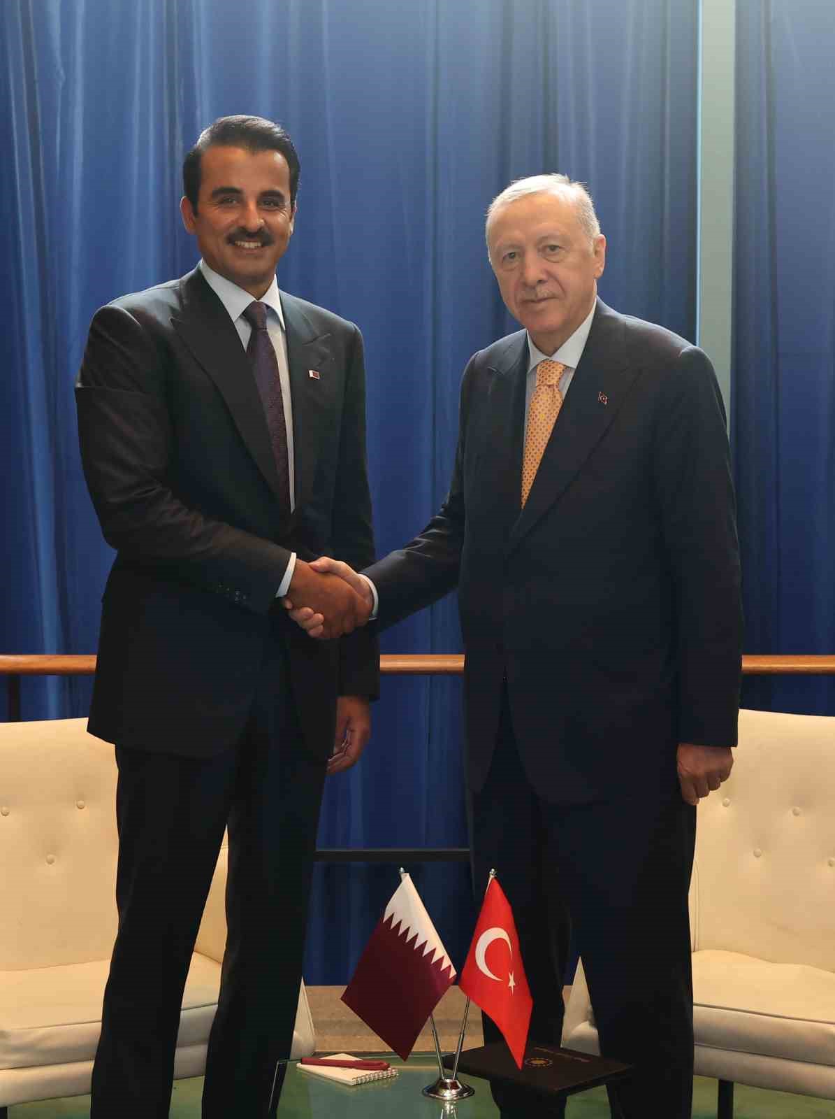Cumhurbaşkanı Erdoğan, Katar Emiri Al Thani ile görüştü