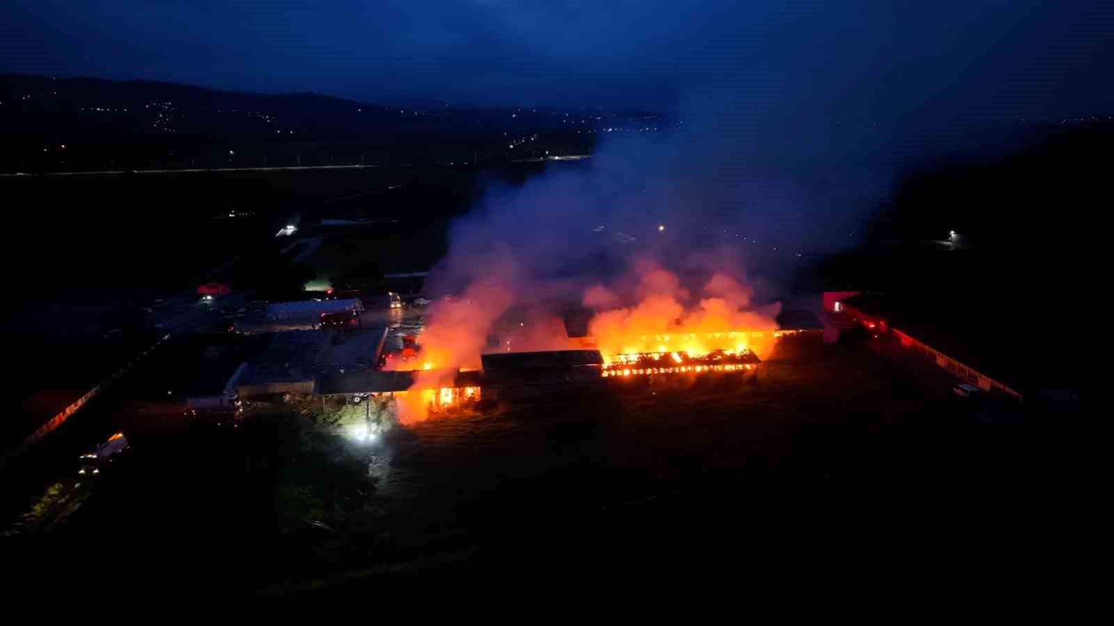 Bafra’daki saman deposu yangını