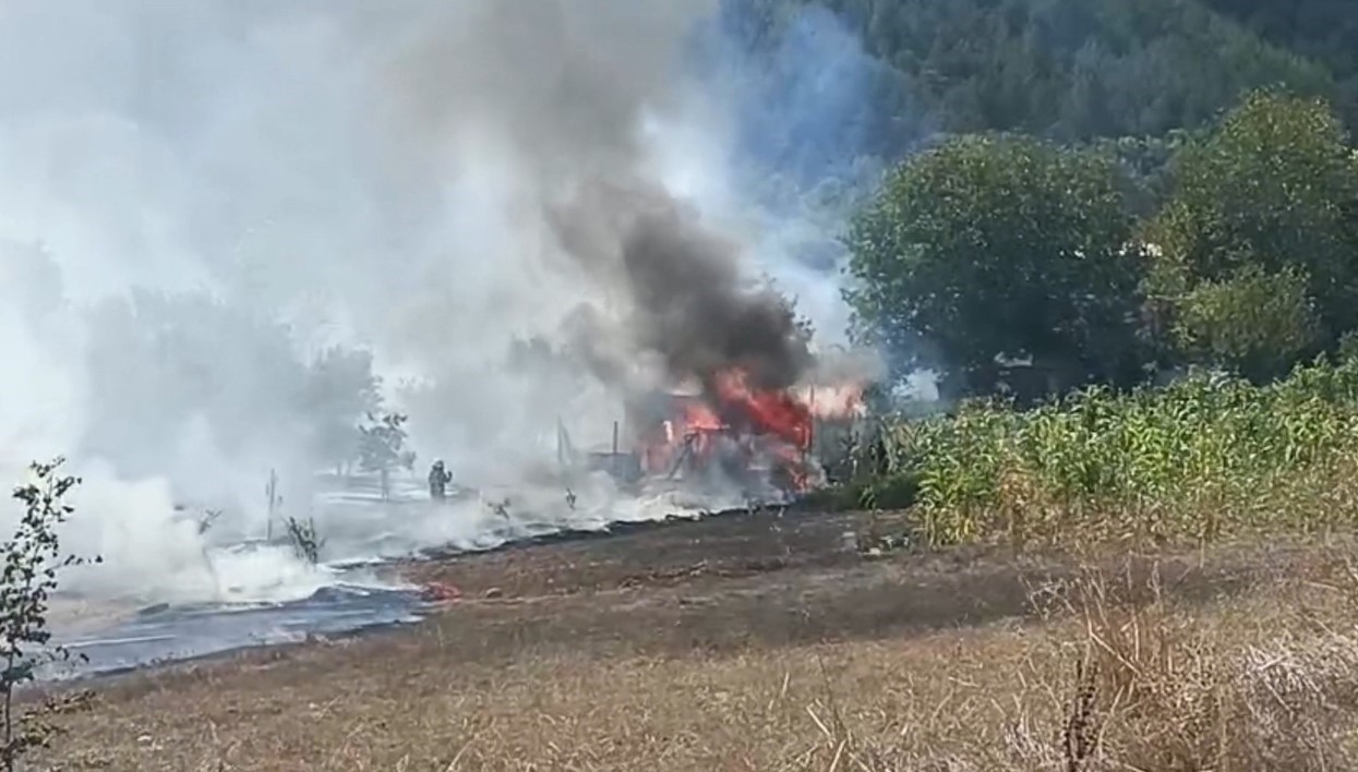 Korkutan ot yangını evlere sıçramadan söndürüldü