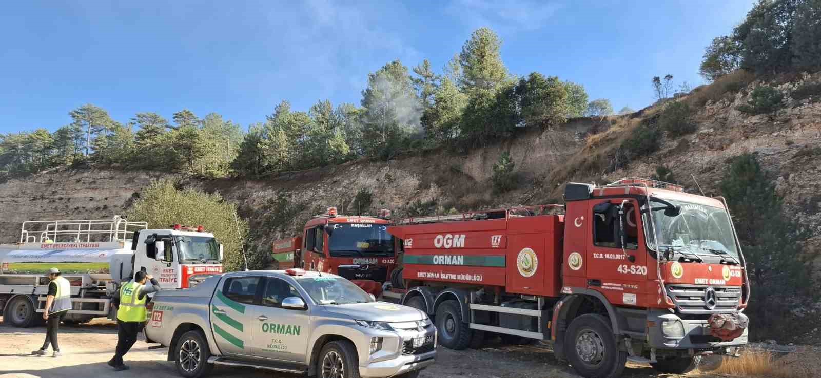 Emet’te dağlık alanda orman yangını
