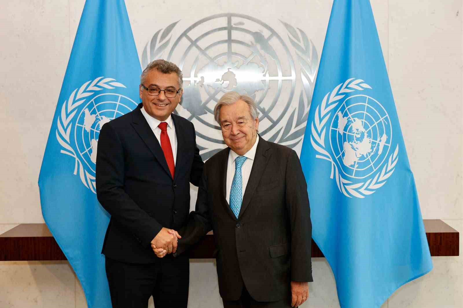 KKTC Cumhurbaşkanı Erhürman, BM Genel Sekreteri Guterres ile bir araya geldi