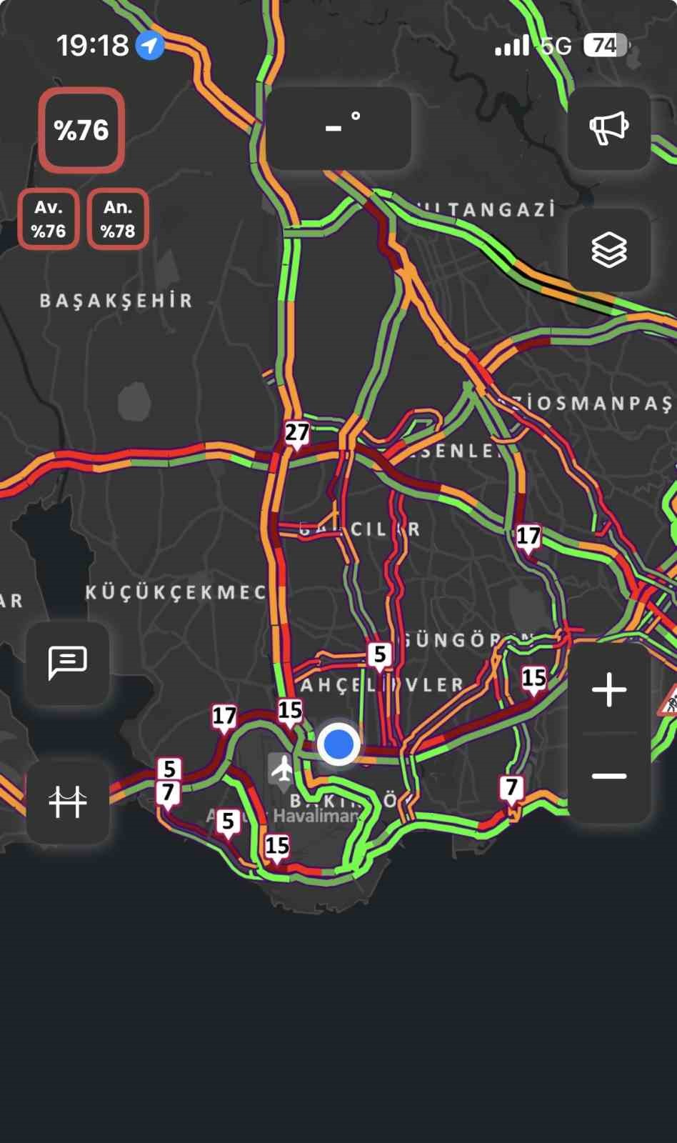 İstanbul’da trafik yoğunluğu yüzde 76’ya ulaştı