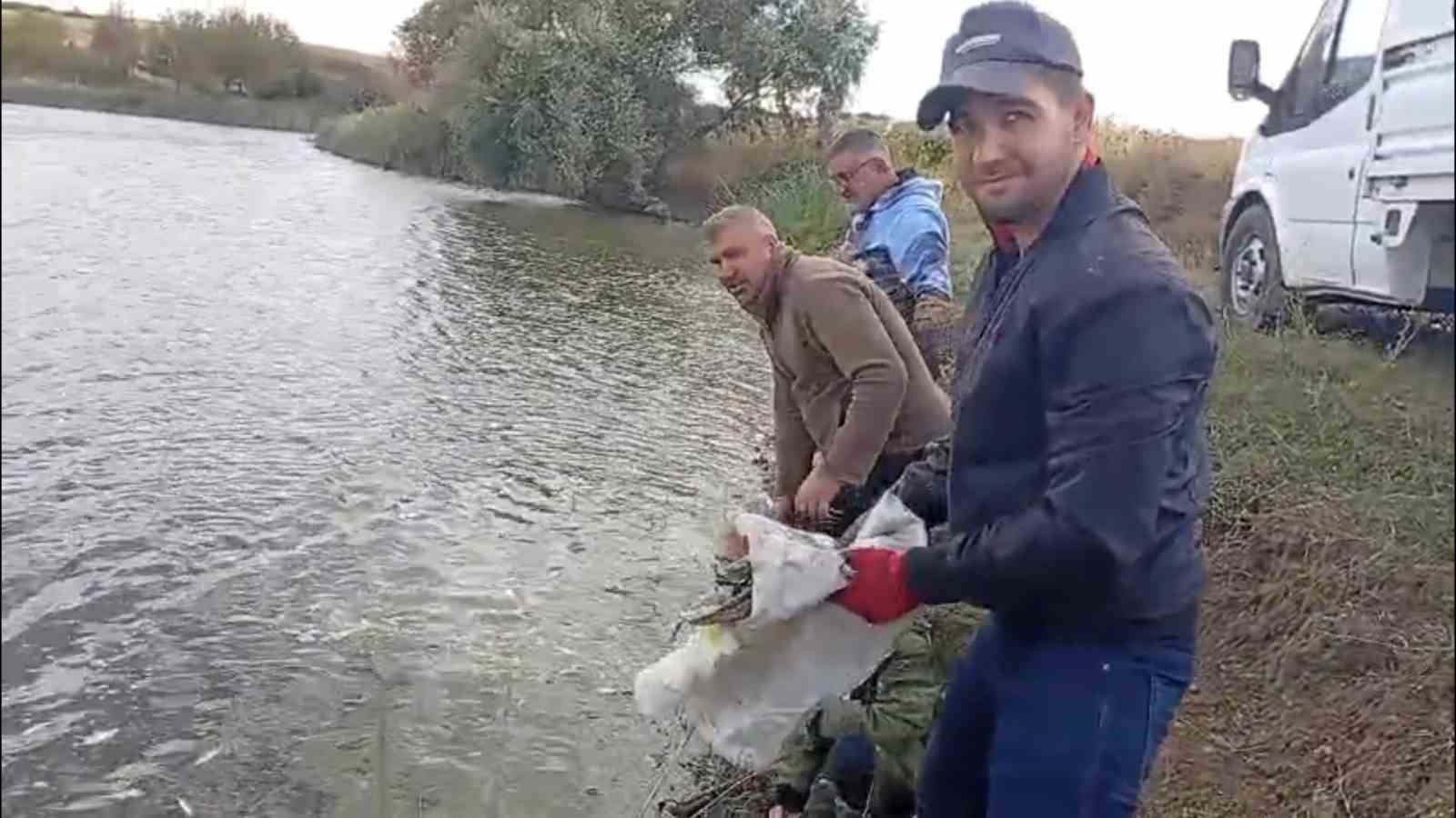 Sulama kanallarında mahsur kalan balıklar kurtarıldı
